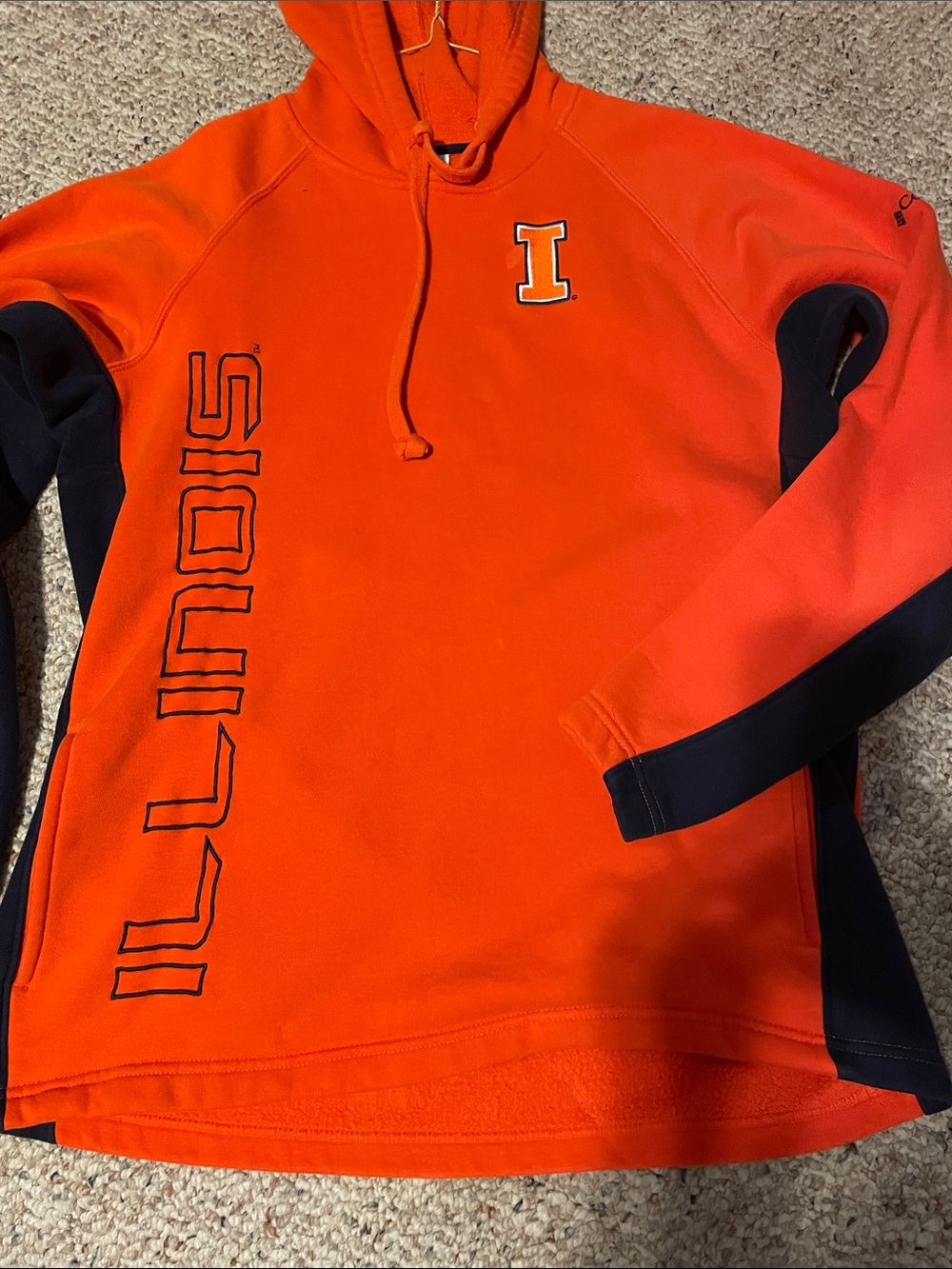 Univ of Illinois Orange and Navy Hoodie Sweatshirt